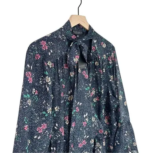 Eloquii Tie Neck Flare Sleeve Dress Blue Floral NWT size 24
