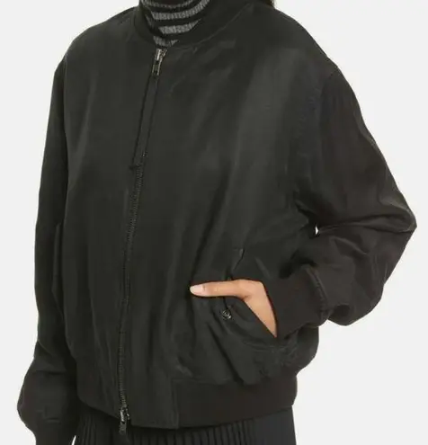 Vince  Linen Blend Black Bomber Jacket