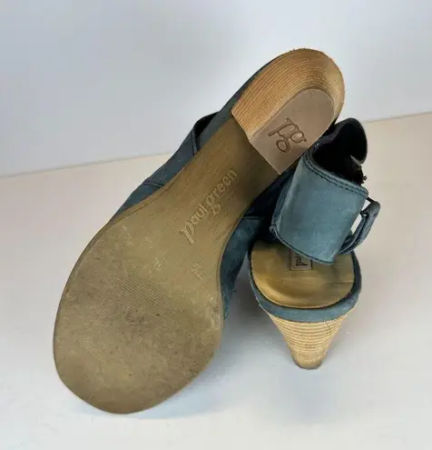 Paul Green Women's Size 7.5 Blue Cayanne Peep Toe Block Heels Bootie EUC