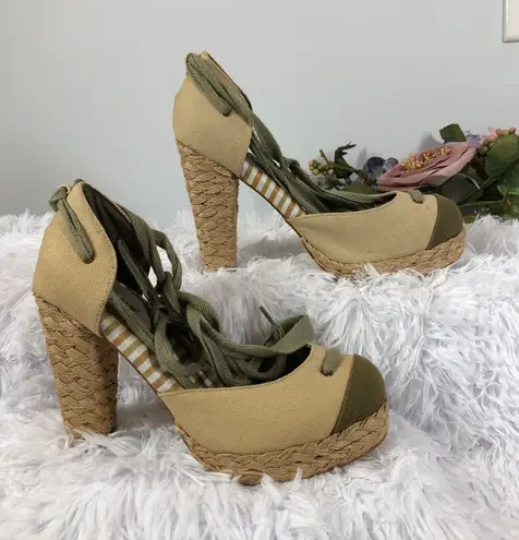 Emy Canvas Espadrille Platform Heels Upper Jute