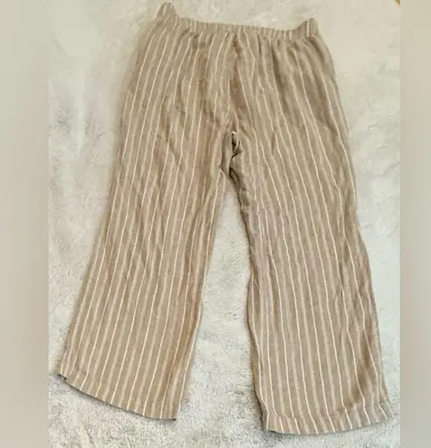 Briggs New York **Briggs Women’s Wide Leg Pants – Tan with White Stripes, Size L**