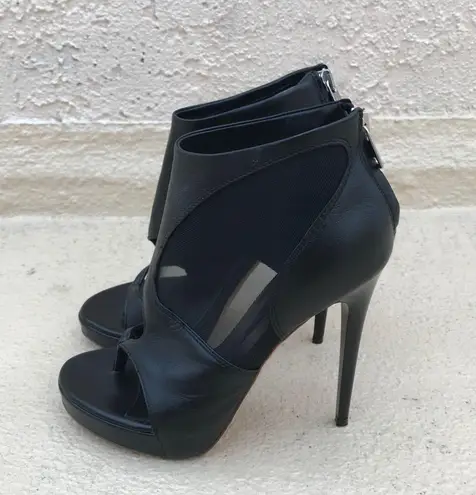 Alexander McQueen McQ by women’s black leather sheer block booties IT 36 US 6