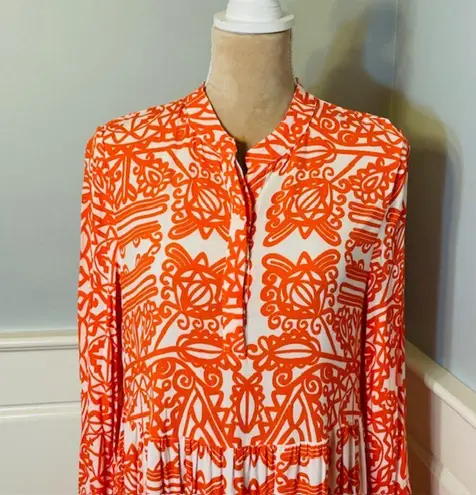 Mare Mare x Anthropologie Lynda Maxi Dress MEDIUM PETITE Tiered Boho Cottage Orange Size undefined
