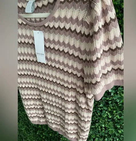 Design History - NWT | Chevron Neutral Sweater T- With Open Knit & Ribbed Trim
