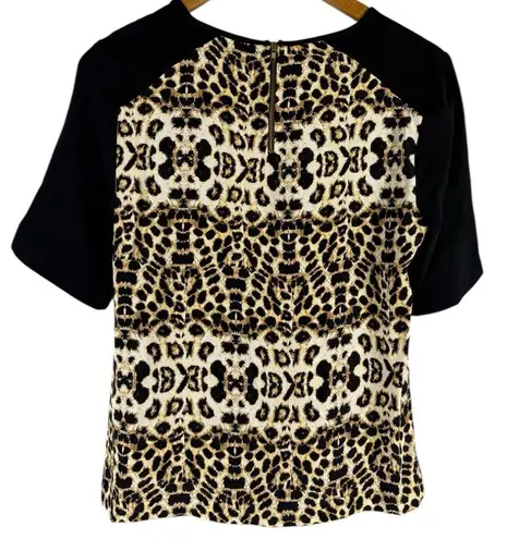 ALC Frank A.L.C. Luxe Raglan Short Sleeves Leopard Print Silk Blouse Size 2
