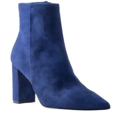 L'Agence L’Agence Suede Pointed Toe Heeled Ankle Bootie Galena Midnight 8.5