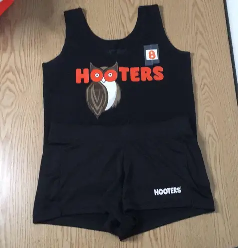 Hooters B75 #8 Girl Worn Sexy Uniform Tank & Shorts Black Size Small/Xs