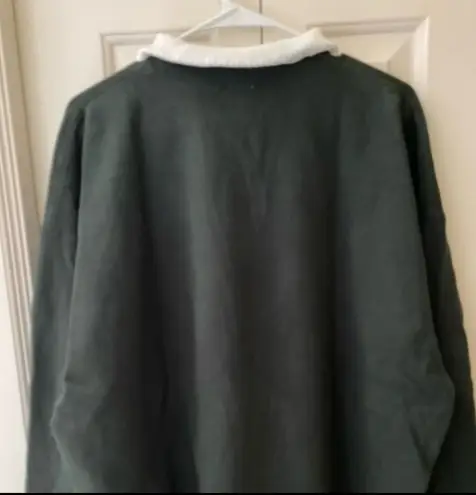 Brandy Melville Green & White Erica Collar Sweatshirt