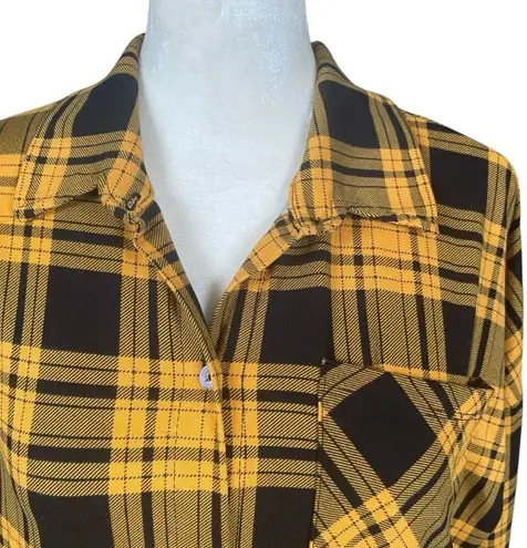 Haley & June women's XL yellow & black long sleeve collared flannel shirt dress