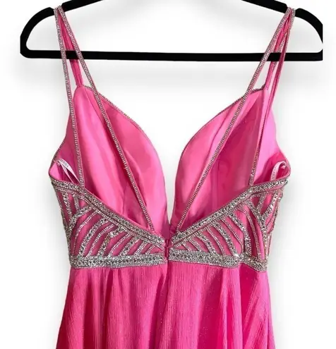 Vienna Prom Dress Pink with Silver Rhinestones Size 2