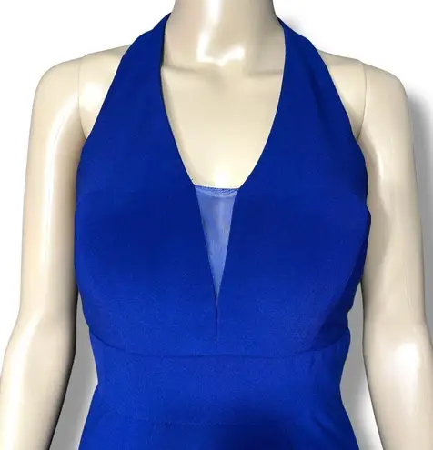 Morgan & Co Womens Formal Dress Halter Top Backless Maxi Prom Royal Blue Size 1