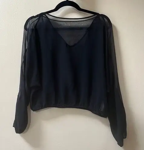 Heritage 1981 | Elegant Navy Sheer Women's Top Size Large