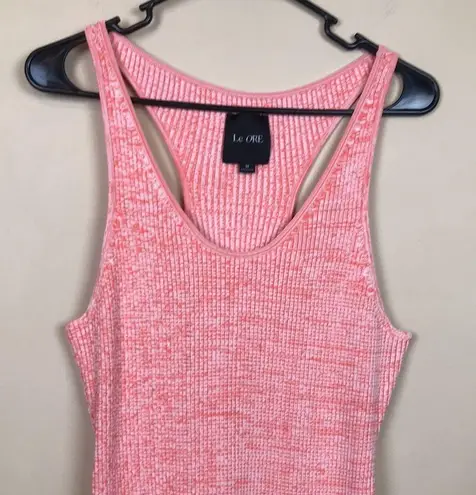 Le Ore Women’s Rimini Ribbed Knit Pink Mother Pearl Buttons Racerback Tank Dress Size M