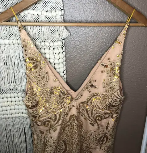 Free People Night Shimmers Gold Mini Dress size 2 45 58 Off Retail From Rachel