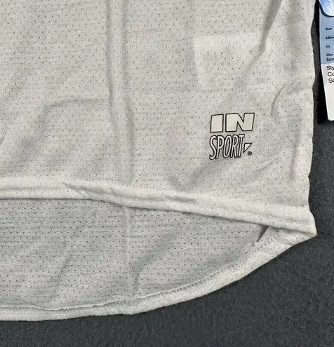 InSport Cooler Top Shirt Womens Medium White CoolMax Mesh Crop Cap Sleeve USA