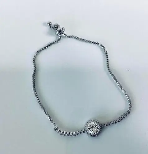 Crystal Halo Slider Bracelet Silver
