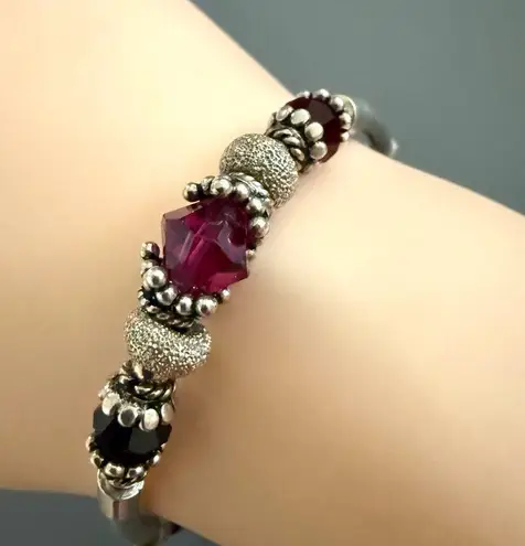 Sterling Silver Estate Crystal Toggle Bracelet
7.75 Inches Long