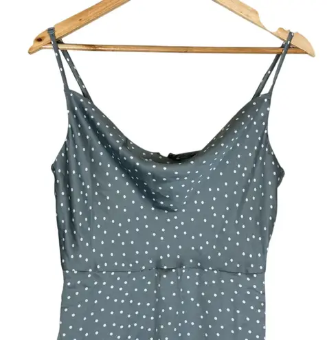 NWT Lulus Mini Dress Womens S Sage Polka Dot Satin Slip Cowl Neck Date Night Gray