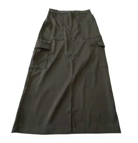 House of Harlow 1960 Dark Olive Green Satin Cargo Maxi Skirt NEW Size SMALL
