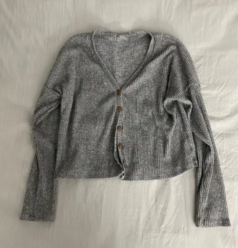 Urban Outfitters Gray Ribbed Cropped Cardigan