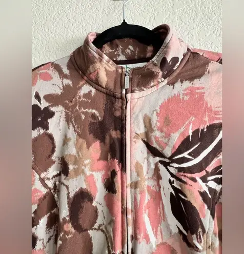 D & Co Active Abstract Multi Color Print Zip Front Vest Pink Lightweight Medium