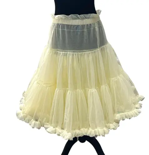 Malco Modes Butter Yellow Tiered Petticoat Ruffle Skirt Crinoline Large