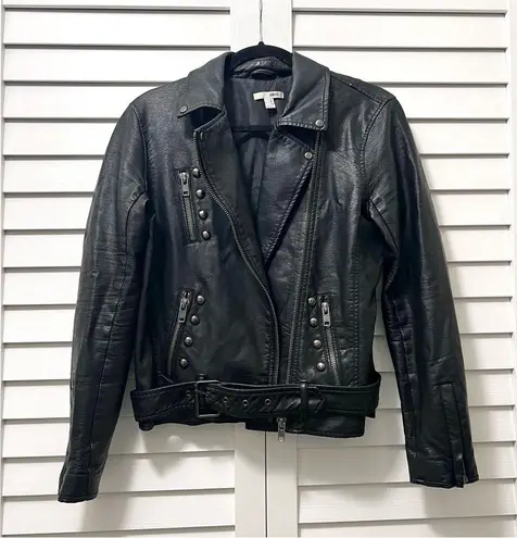 Amuse Society Black Vegan Leather Jacket - Moto Jacket Size Small