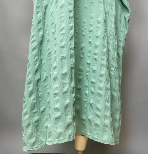 Handmade Kaftan Dress Light Green Kuwait Women Maxi Textured Fabric Pattern Trim