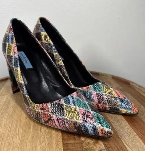 Dee Keller Pumps Multi Color Snake Skin Embossed Pointed Toe Italy Sz.40 Leather Pink Size 9