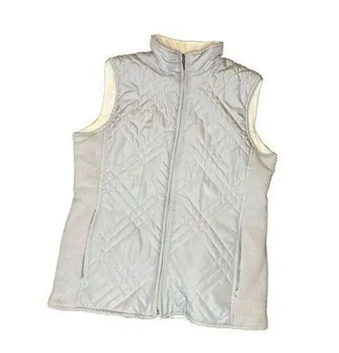 IZOD Puffer Vest Reversible Zip Up Fleece Lightweight Grayish White Vest Sz S