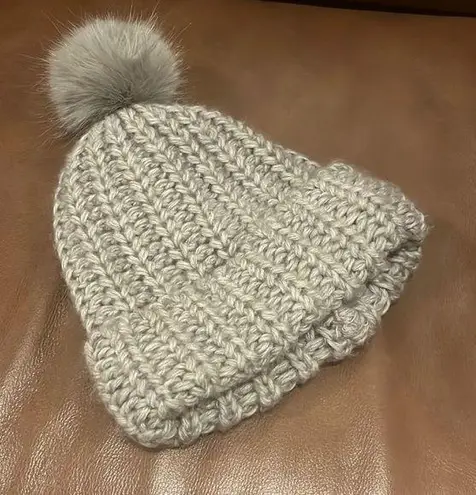 H&M  | Gray Wool Blend Beanie Pompom