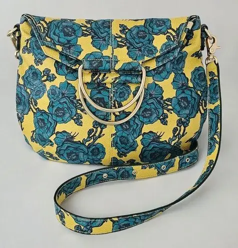 Foley + Corinna Kayla Lemon & Teal Floral Print Vegan Foldover Tote Bag