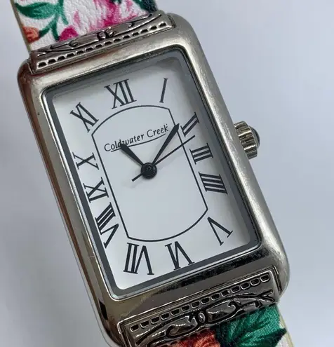 Coldwater Creek Women  Watch 24mm White dial SilverTone floral leather runs