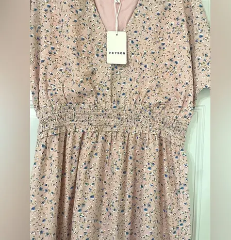 Heyson Sweet talk Kimono Sleeve Maxi Dress in Blush Pink Floral Lined Size Large