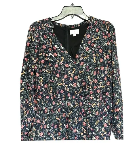 Lost + Wander Romper Wrap Long Sleeve Side Pockets Floral Black W Medium NWOT