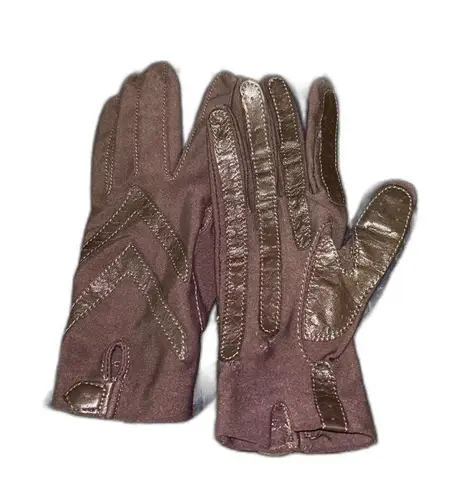 Isotoner by Aris Brown Leather Gloves with Knit Back - One Size