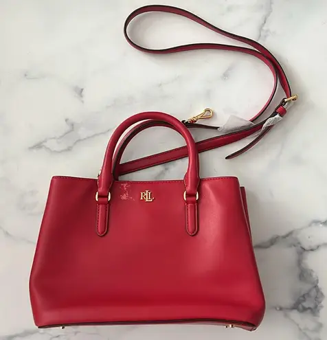 Lauren Ralph Lauren Marcy 26 Small Satchel in Red, NEW w/Tag Retail $350 Red