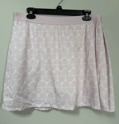 Lady Hagen Women's 16'' Size XL Side Pleat Skort Pink White Seashells Pattern - Image 1