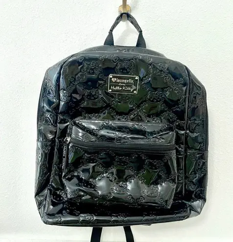Lounge Fly Loves Hello Kitty Black Faux Patent Leather Backpack