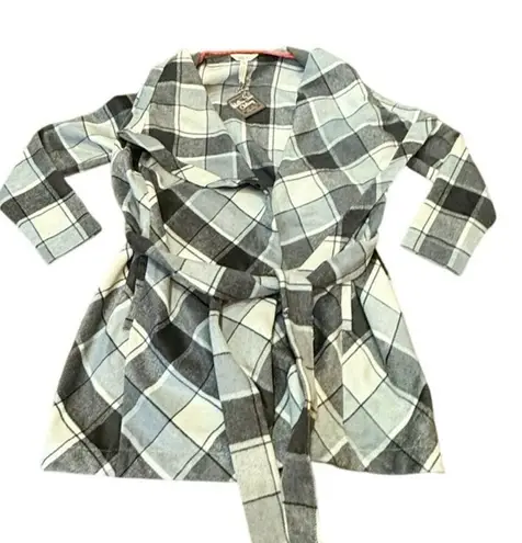 Matilda Jane NWT Womens XS Black Grey Plaid Check It Twice Jacket Sweater Coat