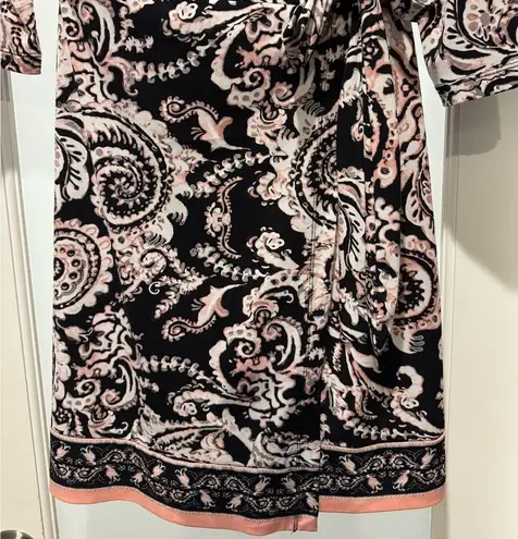 ECI BEIGE by Black and Pink Size 6 3/4 Sleeve Dress Paisley, Tie at Waist, Cute