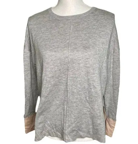 Akini Long Sleeve Sweatshirt Sweater Gray and Pink Side Slit Women's Size XS