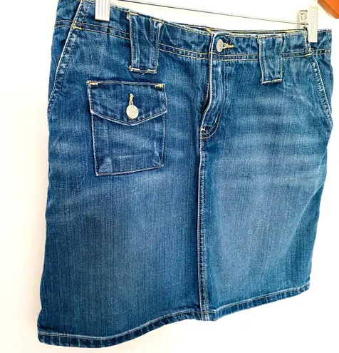 VTG Y2K Polo Ralph Lauren Carolyn Blue Denim Mini Skirt Cotton Jean Style Sz 6