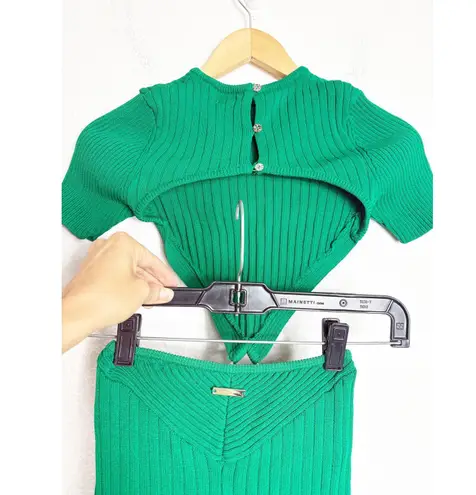 Maniere De Voir Manière De Voir Knitted Backless Jumpsuit Size XS Green Cocktail Resortwear