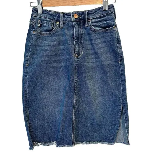 Dear John  Oakland Classic High Waisted Double Side Slit Denim Mini Skirt Size 25