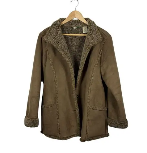 VINTAGE L.L. Bean Women’s Suede Sherpa Lined Long Coat Brown Size M Size M