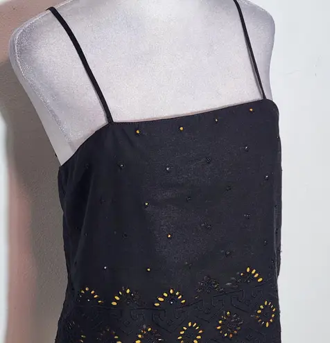 Howard Wolf 90s Vintage Black Crop Top with Cutout Detail and Spaghetti Straps Size M