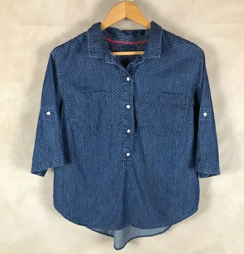 Tommy Hilfiger Dotted Soft Denim Popover Shirt Size XL