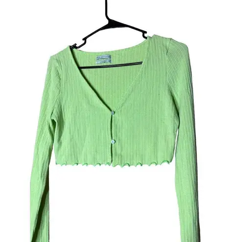 Urban Outfitters  Bright Green Cropped Cardigan Size Large