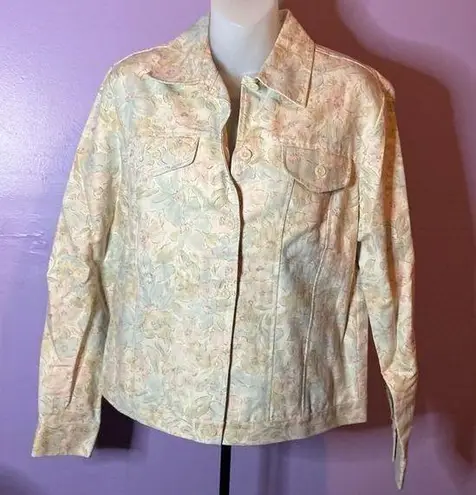 Coldwater Creek  Cream/Pastel Floral Pattern Button Up Jacket Size Small